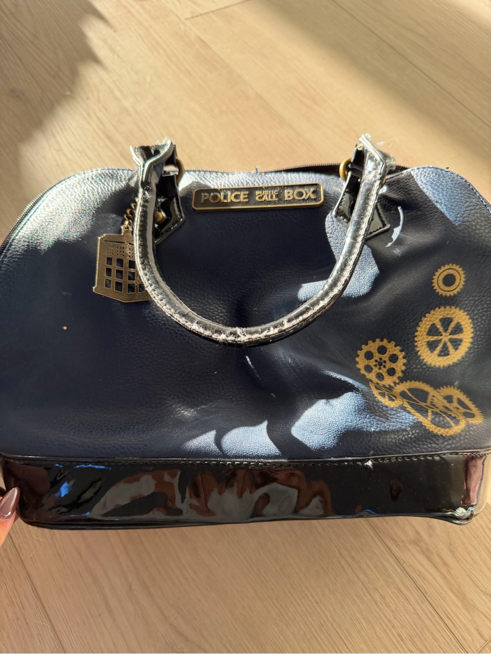 Police Box Navy Blue Dome Satchel Bag - Themed Women's Handbag